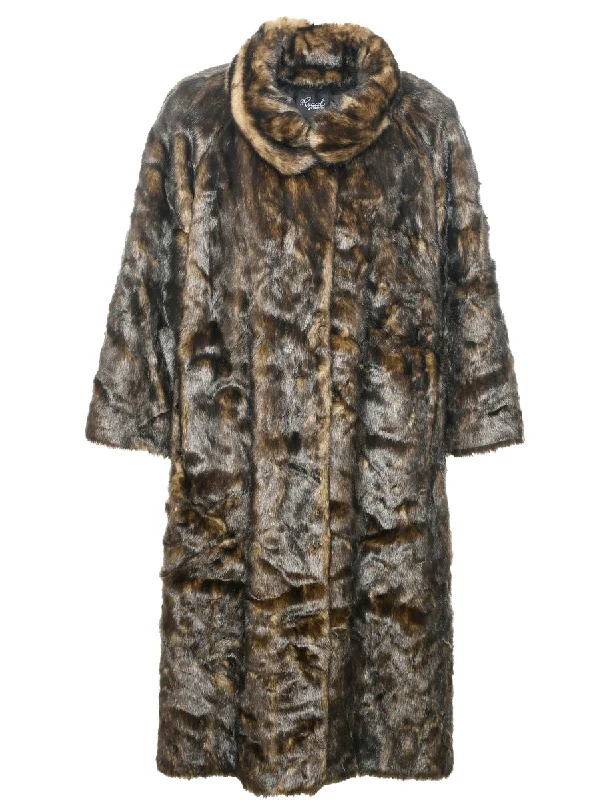 Year-End Clearance high-quality coatDark Brown Faux Fur Coat - XL