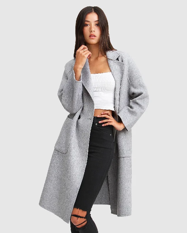 Quick Sale urban street coatPublisher Double-Breasted Wool Blend Coat - Grey Marle Quick Sale urban street coatPublisher Double-Breasted Wool Blend Coat - Grey Marle