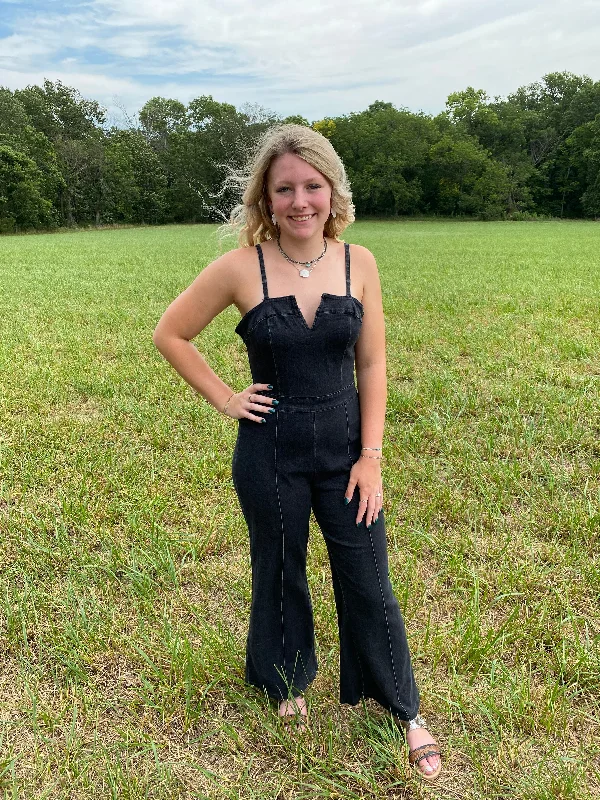 Can't Be Beat Black Denim Jumpsuit