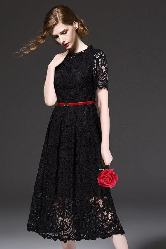 casual day dressBlack All-Over Lace Dress