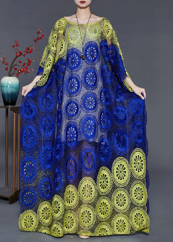 Mega Sale high-waisted dressCasual Blue Green Oversized Hollow Out Lace Dress Summer Mega Sale high-waisted dressCasual Blue Green Oversized Hollow Out Lace Dress Summer