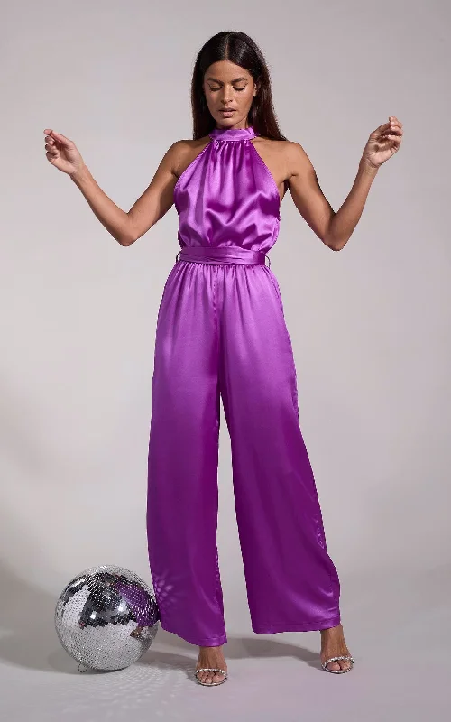 Discount Days Jovina Halterneck Jumpsuit in Vibrant Purple