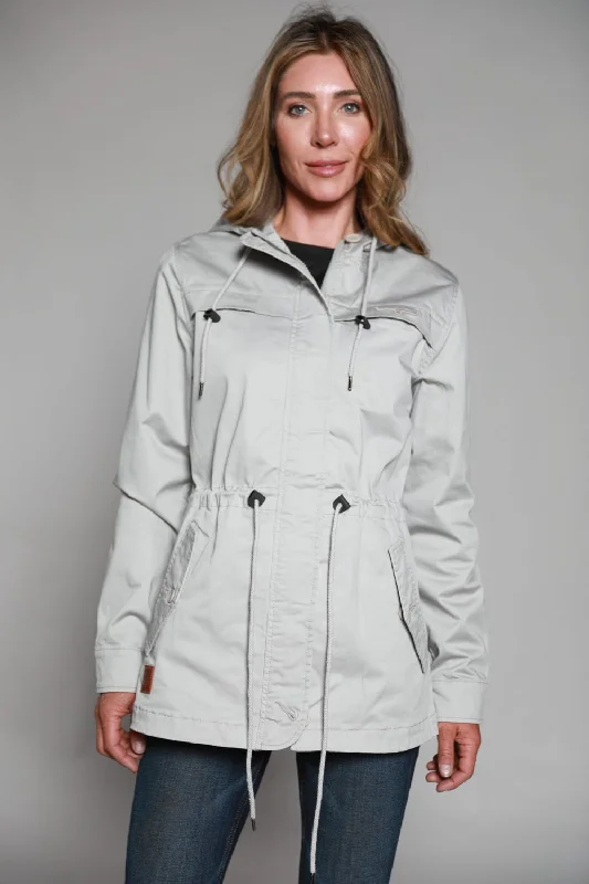 functional coatKimes Ranch Womens Longrider 2 Anorak Frost Grey Cotton Blend Jacket