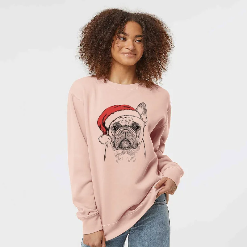 bold fitness hoodieSanta Acelynn the French Bulldog - Unisex Pigment Dyed Crew Sweatshirt