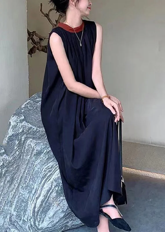 Major Savings off-the-shoulder dressFrench Black O-Neck Wrinkled Cotton Dresses Sleeveless Major Savings off-the-shoulder dressFrench Black O-Neck Wrinkled Cotton Dresses Sleeveless