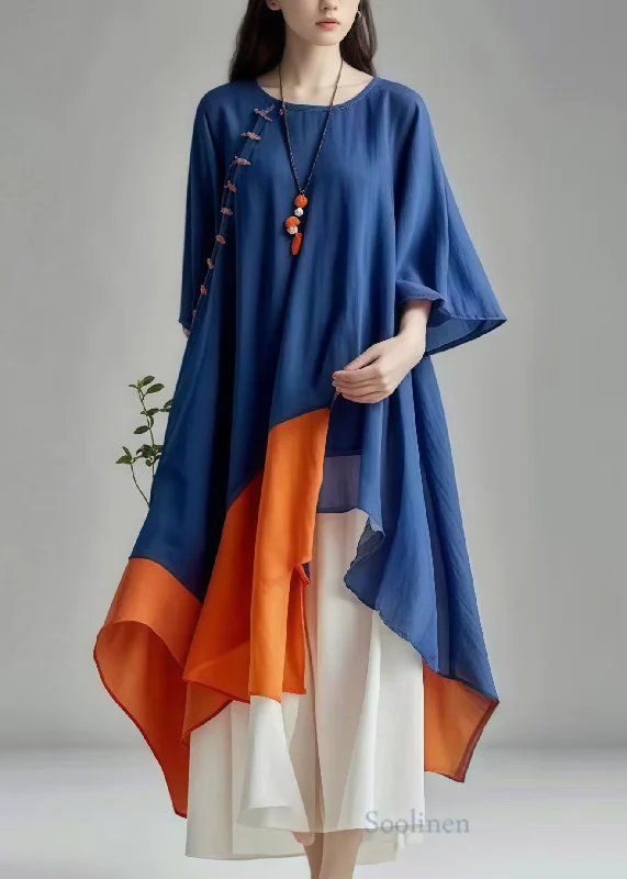 Best Bargains draped dressPlus Size Navy Asymmetrical Patchwork Cotton Dress Summer Best Bargains draped dressPlus Size Navy Asymmetrical Patchwork Cotton Dress Summer
