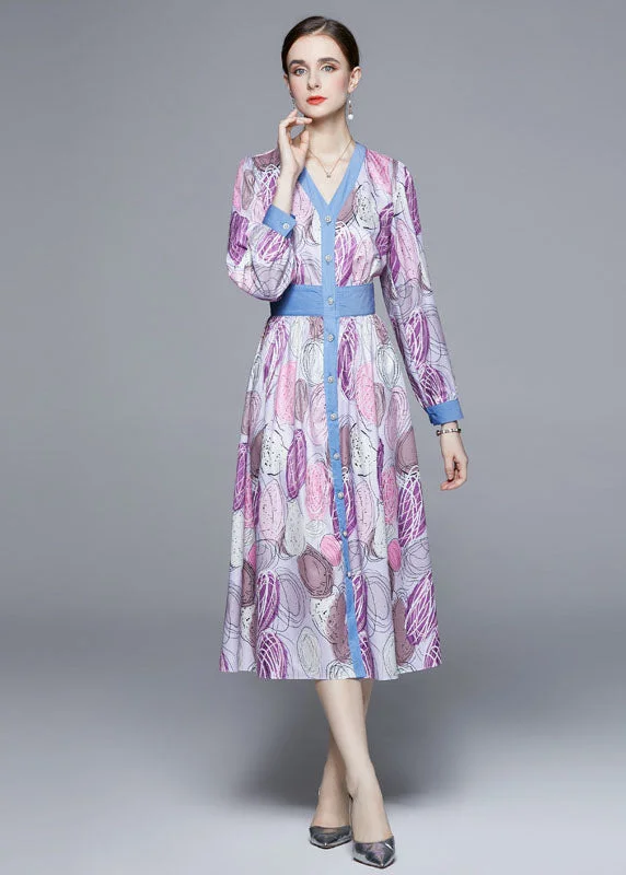 New Deals wrap-around dressFashion Light Purple V Neck Patchwork Print Cinch Dress Long Sleeve New Deals wrap-around dressFashion Light Purple V Neck Patchwork Print Cinch Dress Long Sleeve