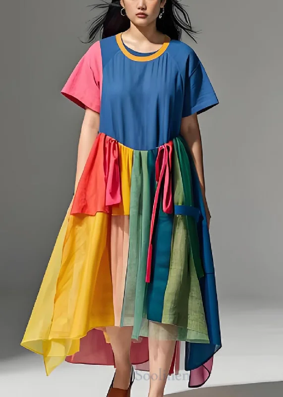 Act Now layered dressPlus Size Colorblock O Neck Wrinkled Patchwork Cotton Dresses Summer Act Now layered dressPlus Size Colorblock O Neck Wrinkled Patchwork Cotton Dresses Summer