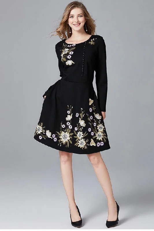 off-shoulder dressFloral Embroidered Midi Dress