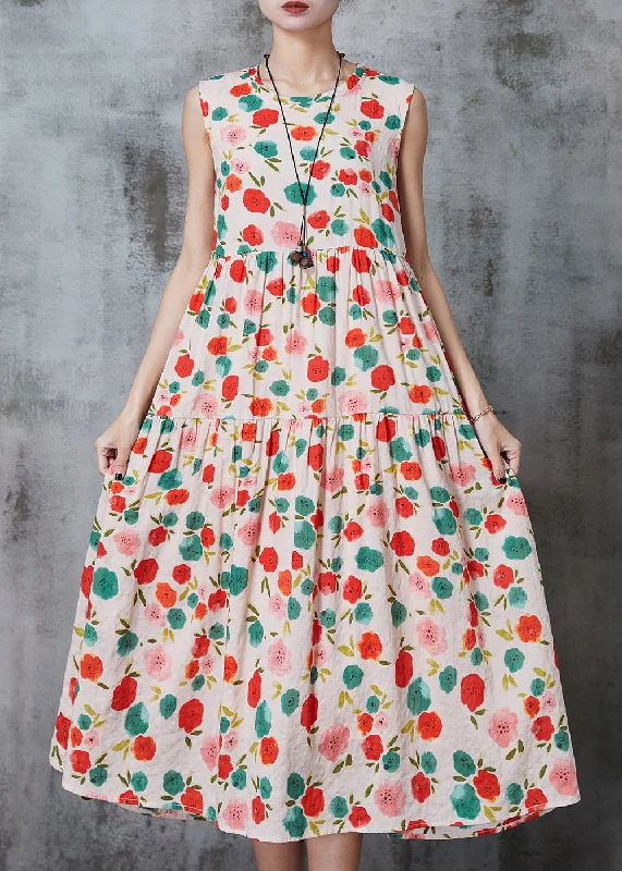Epic Deals oversized dressBohemian Apricot Print Cotton Beach Dress Summer