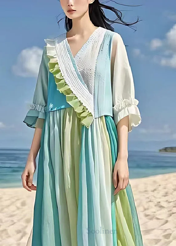 Crazy Deals evening dressCasual Light Blue Ruffled Patchwork Wrinkled Linen Dress Summer Crazy Deals evening dressCasual Light Blue Ruffled Patchwork Wrinkled Linen Dress Summer