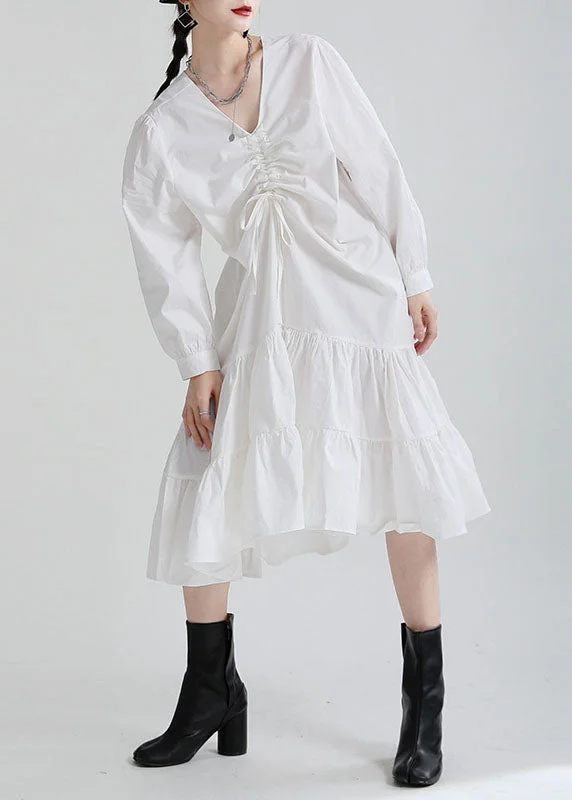 Extra Savings chic shift dressBohemian White V Neck Drawstring Exra Large Hem Cotton Maxi Dress Fall Extra Savings chic shift dressBohemian White V Neck Drawstring Exra Large Hem Cotton Maxi Dress Fall