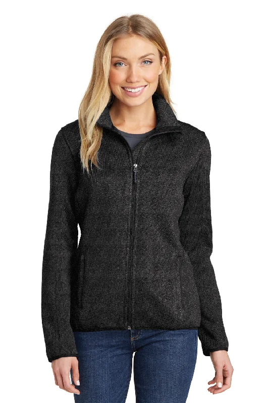 Time-Limited Offer modern outerwearPort Authority Womens Full Zip Sweater Fleece Jacket - Heather Black Time-Limited Offer modern outerwearPort Authority Womens Full Zip Sweater Fleece Jacket - Heather Black