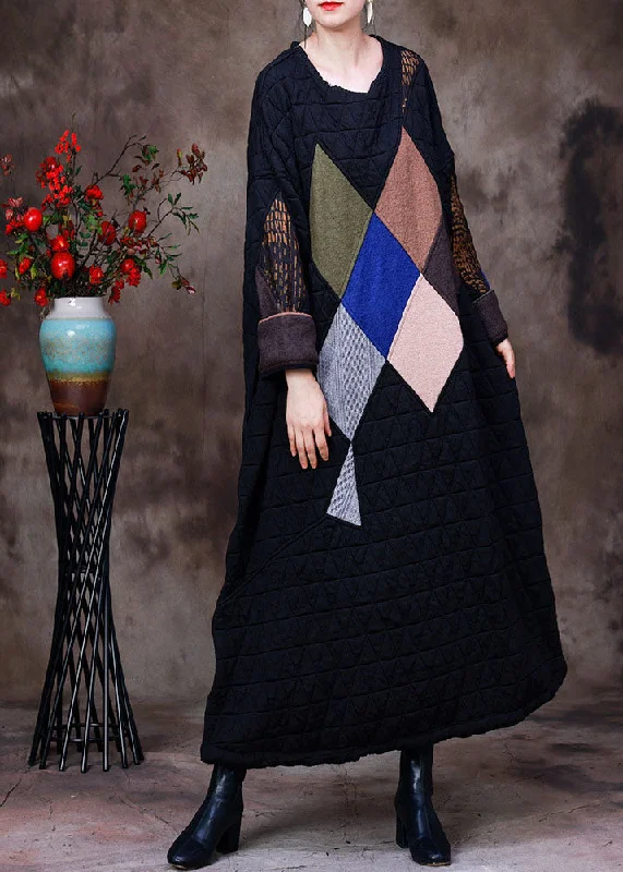Closeout chic wrap dressFine Black O-Neck Oversized Print Fine Cotton Filled Maxi Dresses Gown Winter Closeout chic wrap dressFine Black O-Neck Oversized Print Fine Cotton Filled Maxi Dresses Gown Winter