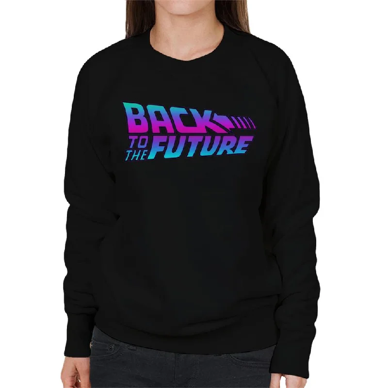 Midnight Sale performance hoodie for gymBack to the Future Pink And Blue Gradient Logo Women's Sweatshirt
