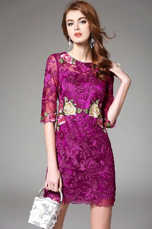 fitted dressEmbroidered Flower Lace Dress