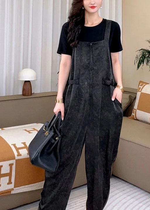 Warehouse Sale Art Black Oversized Cotton Jumpsuits Two Piece Set Summer YY023