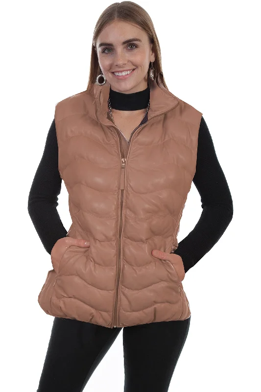 urban coatScully Womens Beige Leather Ribbed Vest