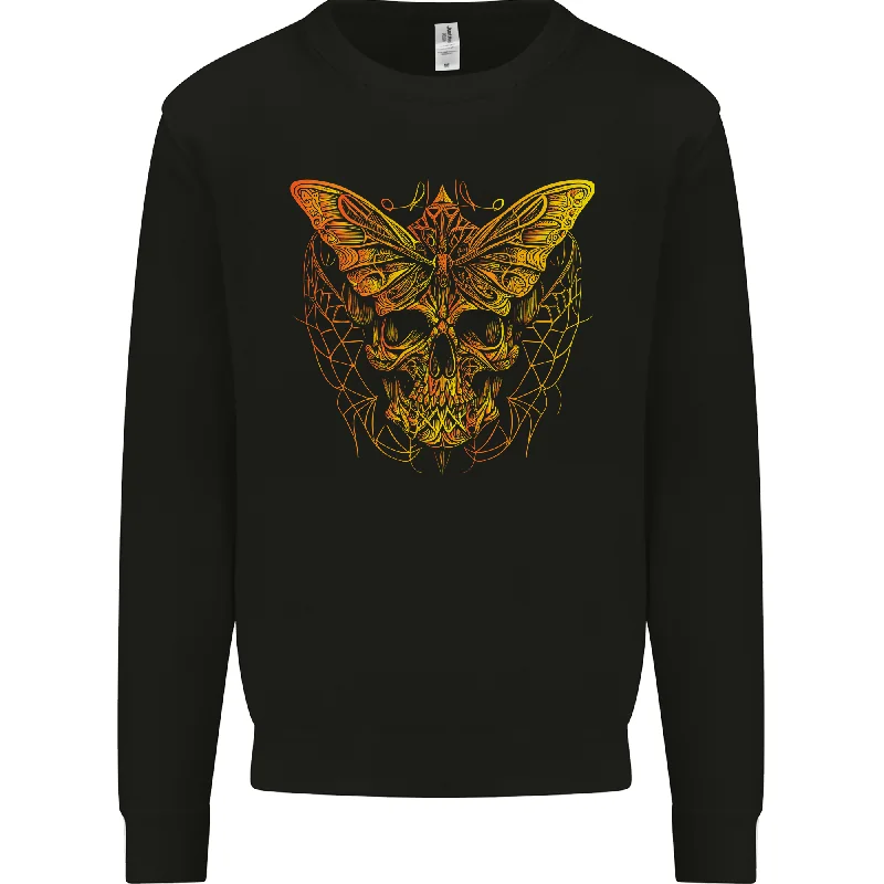 cozy workout hoodieA Golden Moth Skull Mens Sweatshirt Jumper