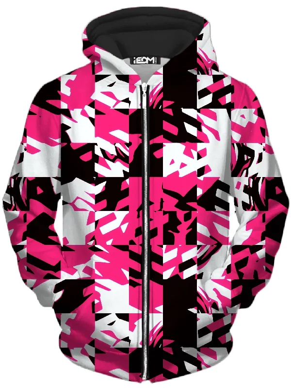 Best Deals cozy hooded sweatshirtPink Digital Unisex Zip-Up Hoodie
