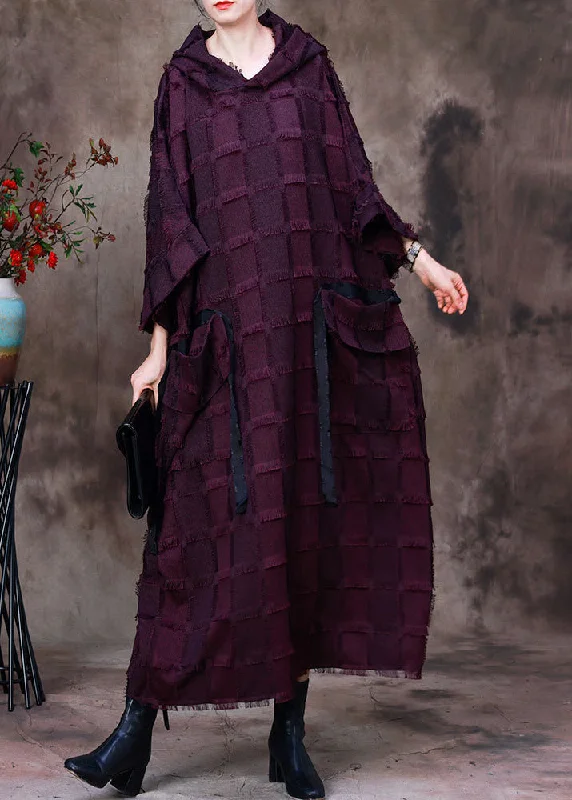 Bargain Blast summer floral dressWomen Purple Striped Silk Cotton Hooded Dresses Long Sleeve Bargain Blast summer floral dressWomen Purple Striped Silk Cotton Hooded Dresses Long Sleeve