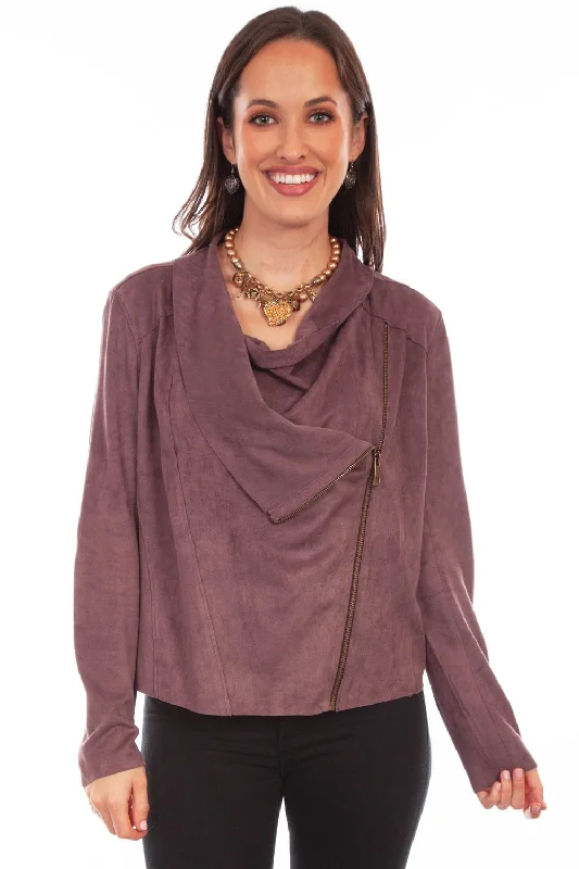 premium coatScully Womens Drape Cross-Over Mauve Poly/Spandex Softshell Jacket