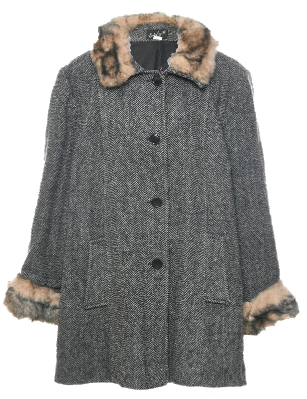 Final Markdown soft shell coatHerringbone Tweed Wool Coat - L