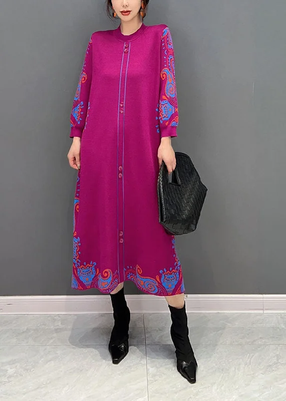 TIME-Limited Offer tiered dressBeautiful Rose Print Button Knit Vacation Dresses Spring TIME-Limited Offer tiered dressBeautiful Rose Print Button Knit Vacation Dresses Spring