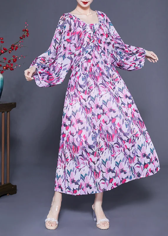Flash Deals office dressArt Purple Oversized Backless Print Chiffon Ankle Dress Lantern Sleeve Flash Deals office dressArt Purple Oversized Backless Print Chiffon Ankle Dress Lantern Sleeve