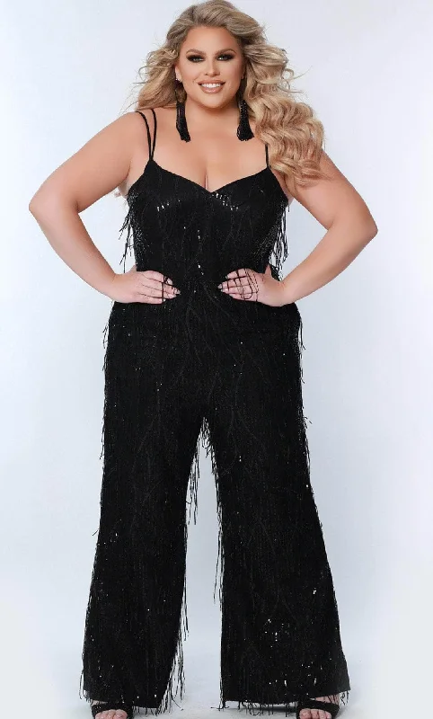 Major Savings Sydney's Closet SC9104 - Fringe Beaded Full Length Jumpsuit