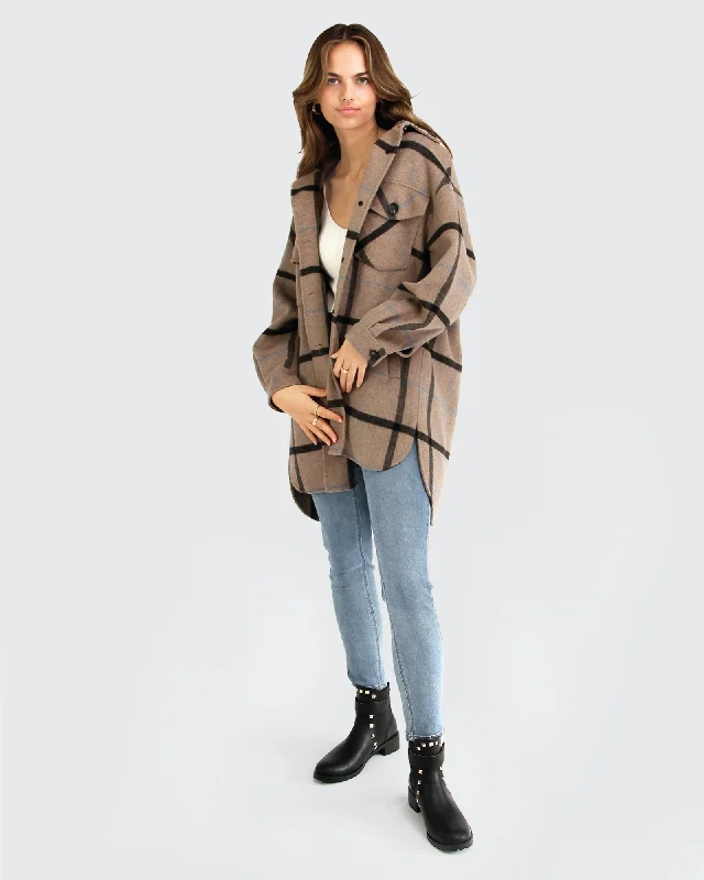 Price Cut cold weather jacketRiver's Edge Plaid Shacket - Oat Plaid