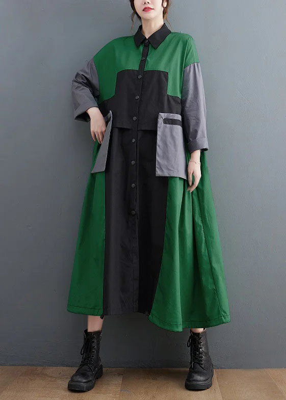 Daily Deals casual dressGreen Patchwork Cotton Holiday Dresses Peter Pan Collar Spring Daily Deals casual dressGreen Patchwork Cotton Holiday Dresses Peter Pan Collar Spring