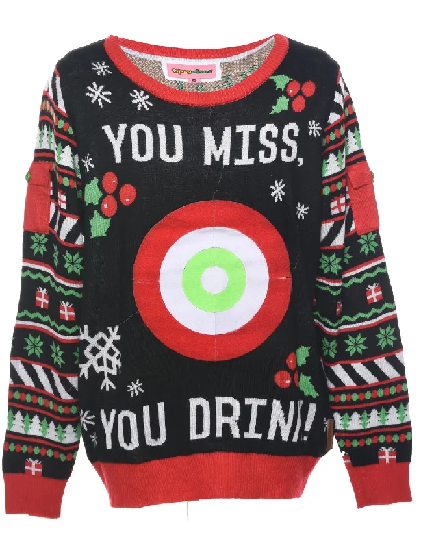 stylish raincoatNordic Print Christmas Jumper - XL