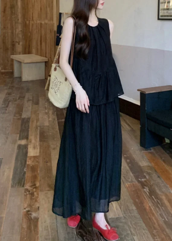 Unmissable Offer sleek dressCute Black O-Neck Patchwork Fake Two Pieces Silk Cotton Maxi Dress Sleeveless Unmissable Offer sleek dressCute Black O-Neck Patchwork Fake Two Pieces Silk Cotton Maxi Dress Sleeveless