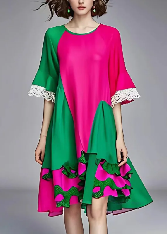 Special Savings casual dressOrganic Colorblock O-Neck Hollow Out Patchwork Chiffon Long Dress Half Sleeve Special Savings casual dressOrganic Colorblock O-Neck Hollow Out Patchwork Chiffon Long Dress Half Sleeve
