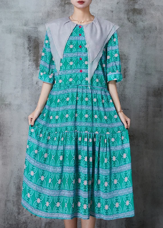 Epic Deals trendy mini dressBoutique Green Double-layer Print Chiffon Holiday Dress Summer Epic Deals trendy mini dressBoutique Green Double-layer Print Chiffon Holiday Dress Summer