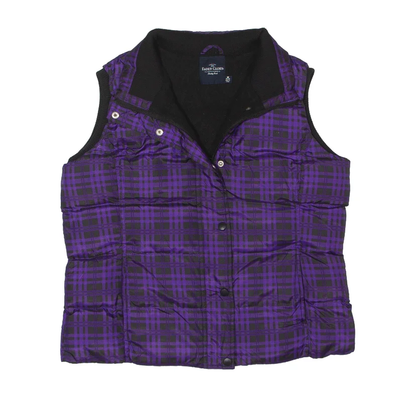 modern coatFADED GLORY Fleece Lined Puffer Gilet Purple Plaid Womens M