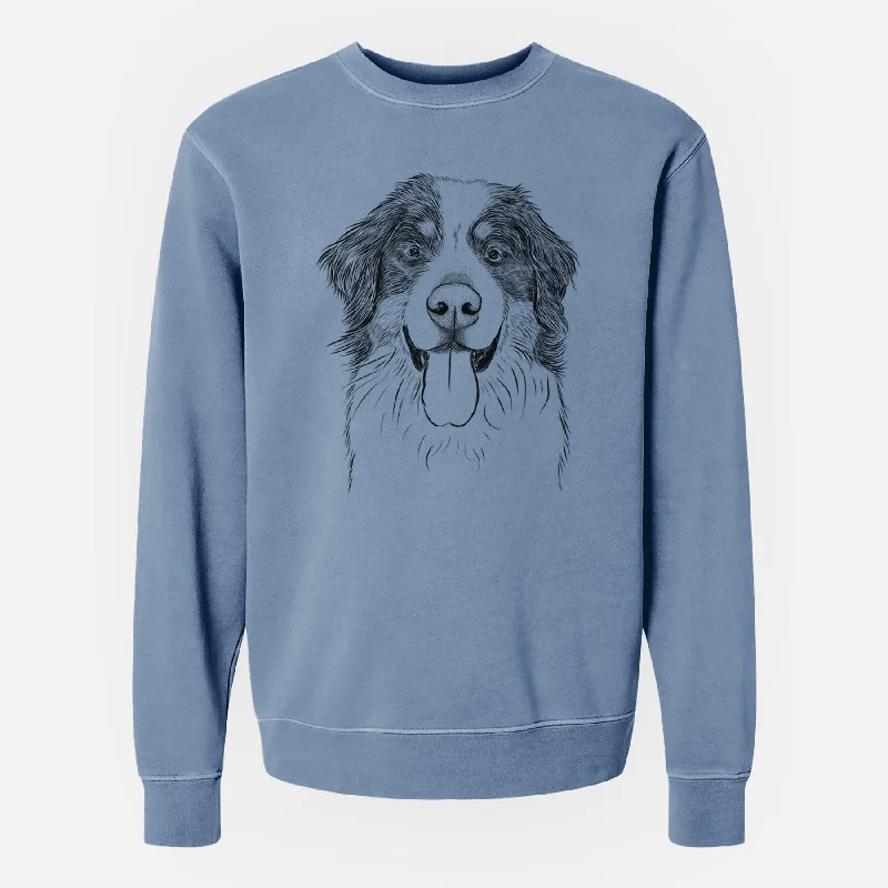 fashionable gym hoodieBare Blaze the Bernese Mountain Dog - Unisex Pigment Dyed Crew Sweatshirt