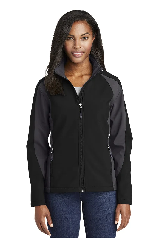Low Prices retro coatSport-Tek Womens Water Resistant Full Zip Jacket - Black/Iron Grey - Closeout