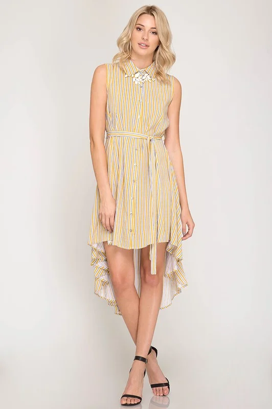 party-ready dressSleeveless High Low Shirt Dress