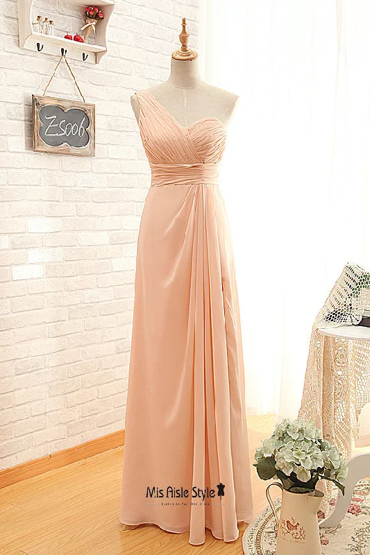Amazing Deals textured dressOne Shoulder Slit Bridesmaid Dress