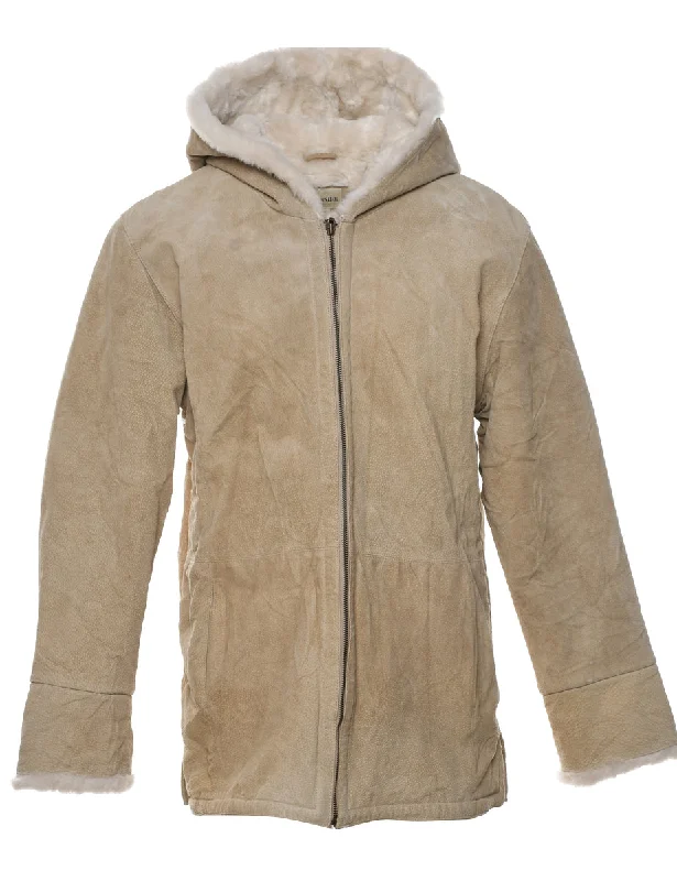 Fantastic Offers tailored blazer coatHooded Suede Shearling Coat - L