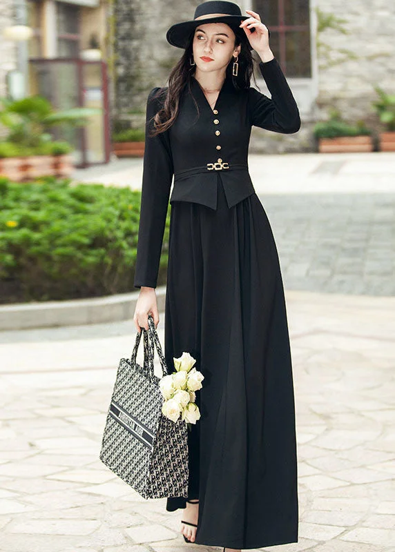 Limited Edition backless dressWomen Black V Neck Patchwork Slim Fit Spandex Long Dresses Fall Limited Edition backless dressWomen Black V Neck Patchwork Slim Fit Spandex Long Dresses Fall