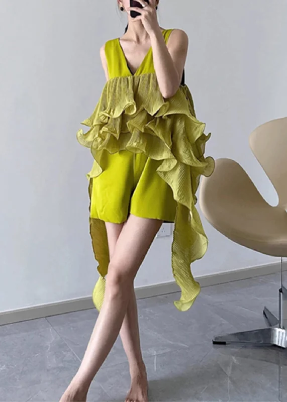 Don't Wait Chic Green V Neck Patchwork Floral Tassel Jumpsuit Summer VB1047