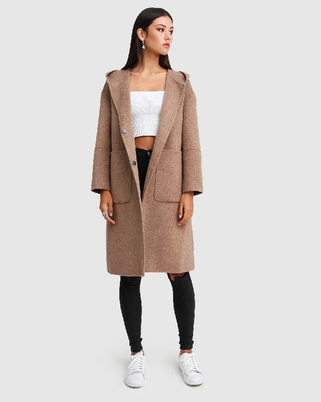 Hurry In comfortable winter coatWalk This Way Wool Blend Oversized Coat - Oat