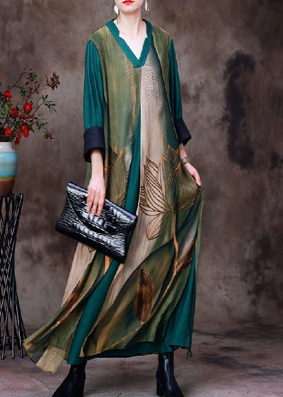 Special Discount elegant evening dressWomen Green V Neck Patchwork Layered Silk Vacation Dresses Bracelet Sleeve Special Discount elegant evening dressWomen Green V Neck Patchwork Layered Silk Vacation Dresses Bracelet Sleeve