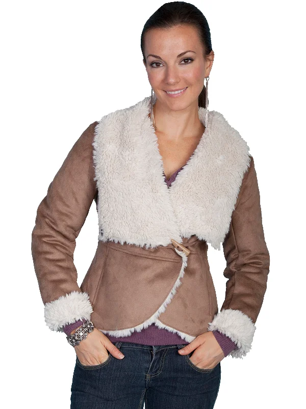 warm trench coatScully Ladies Faux Oversize Fur Collar Jacket Hazelnut 100% Polyester