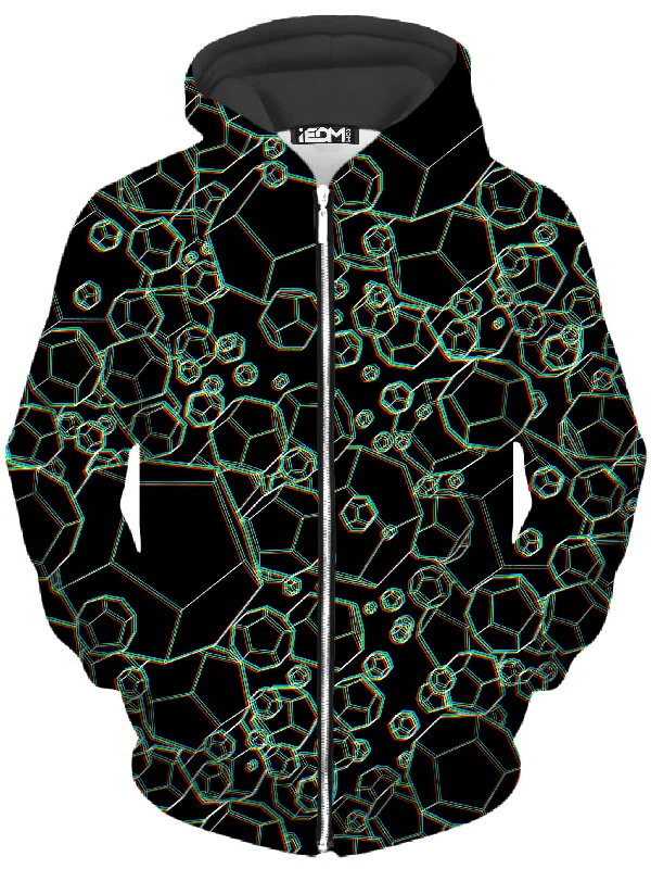 sleek hoodieDodecahedron Madness Glitch Unisex Zip-Up Hoodie