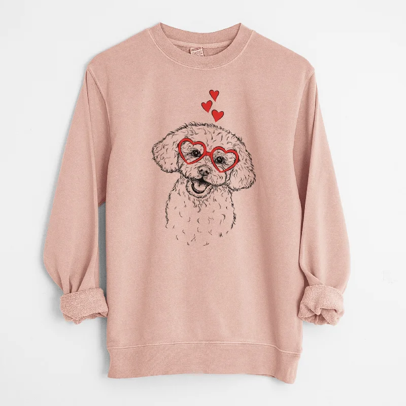 workout style hoodieValentine Caesar the Bichon Frise - Unisex Pigment Dyed Crew Sweatshirt