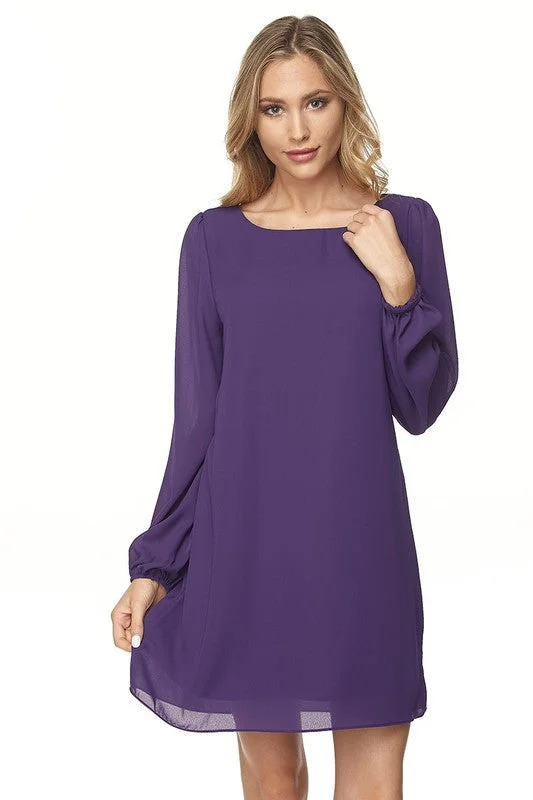 casual midi dressLong Bell Sleeve Shift Dress